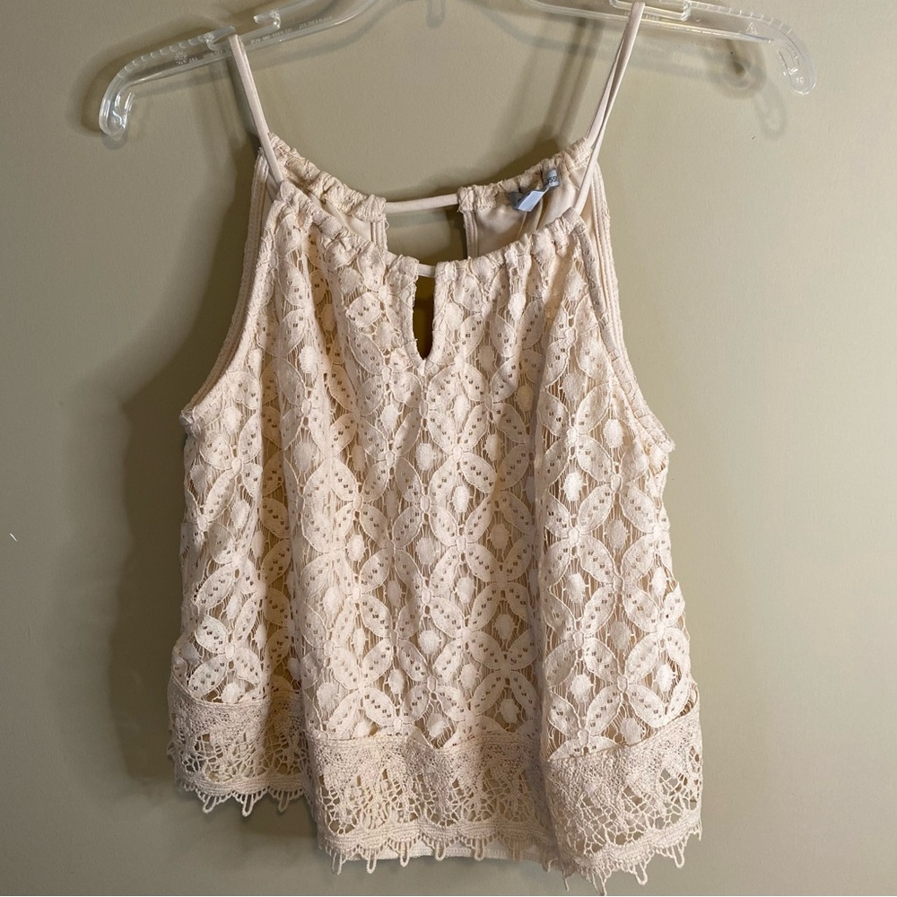 Charlotte Russe Cream Cropped Embellished Camisole - Picture 1 of 10